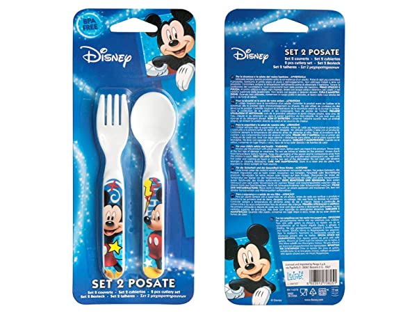 Lulabi Disney Mickey Set 2 Posate, Plastica Rigida, 6+ mesi, 22.5